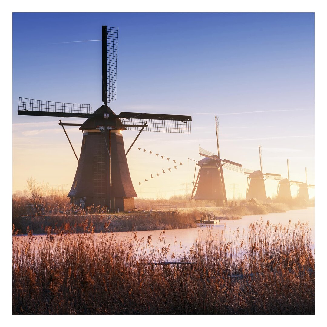 Matt Fototapete Windmühlen von Kinderdijk 1,92 m x 192 cm