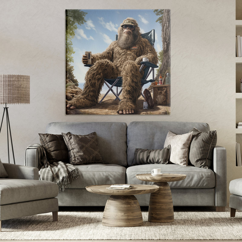 «Mythical Monster on Beach», art mural sur toile par Jim Baldwin, H 17 po x l 17 po x P 1,5 po