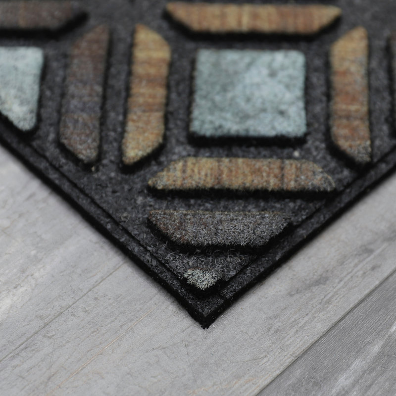 Tapis d'extérieur antidérapant en caoutchouc recyclé à motif géométrique Arakel Welcome