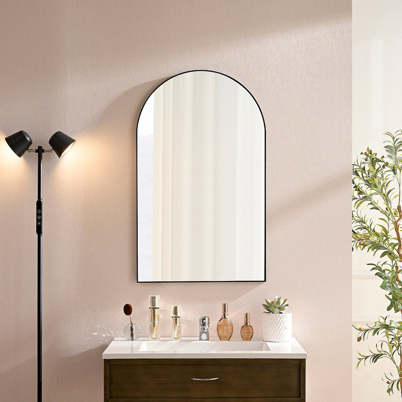 Wall Mirror 40*30 Inch Metal Framed Arched Mirror Metal Framed Mirror Round Vanity Mirror Dressing Mirror, For Bathroom, Living Room, Bedroom Wall Decor(Horizontal & Vertical)