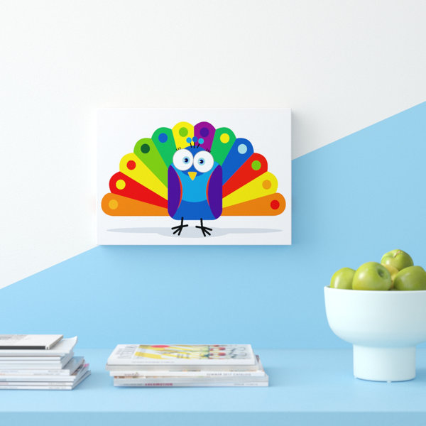East Urban Home Little Peacock Childrens - Wrapped Canvas Print ...