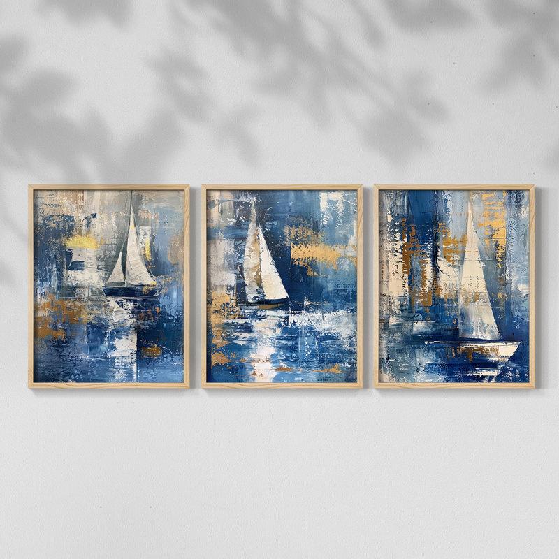 Série XXI Sea and Shore - Ensemble de 3 estampes numériques - Prêt à accrocher, Naturel, H 20 po x l 48 po