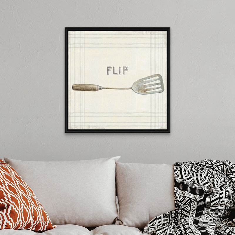 «Floursack Kitchen Sign I» par Danhui Nai, reproduction sur toile, Cadre flottant noir, H 32 po x l 32 po x P 1,75 po