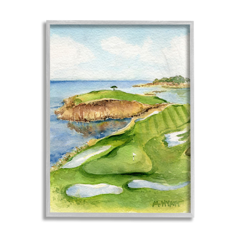 Pebble Beach Cliffside Golf Course par Melissa Hyatt LLC - Peinture sur toile, H 14 po x l 11 po x P 1,5 po