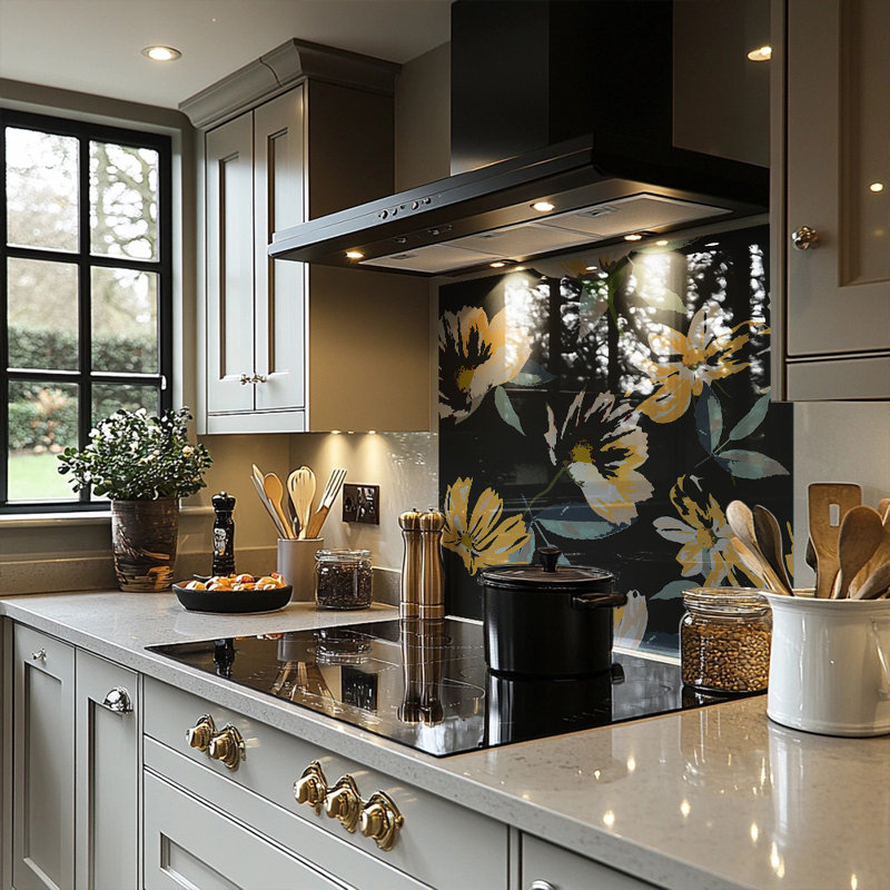 Flowers On Splash Back, 90cm L x 70cm W