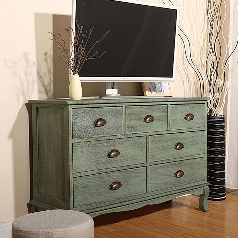 Green Solid Wood Accent Cabinet
