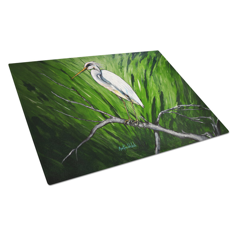 Heron On A Limb Glass Cutting Board
