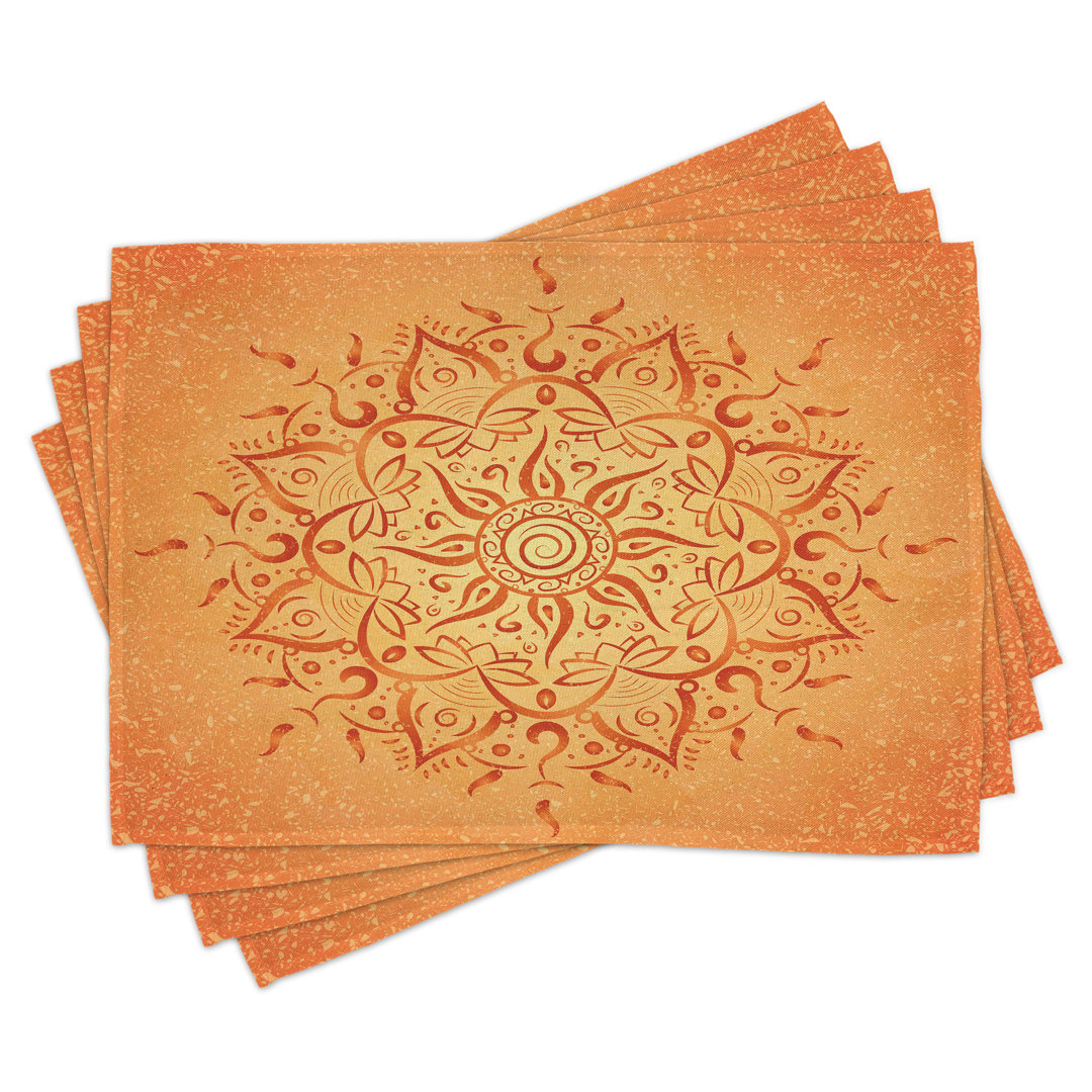 Platzdeckchen 4er-Set, Orange Mandala, Orange