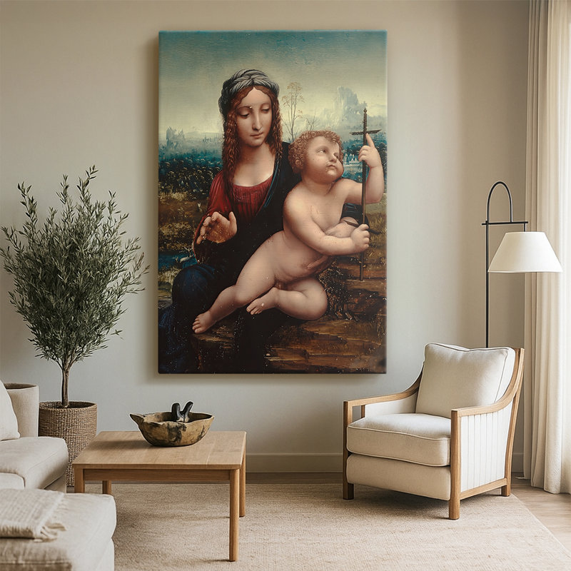 Madonna of the Yarnwinder - Toile tendue avec châssis par Leonardo Da Vinci, 40 po x 60 po