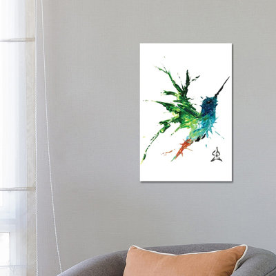 Hummingbird Abstract 1 Piece Wrapped Canvas Painting
