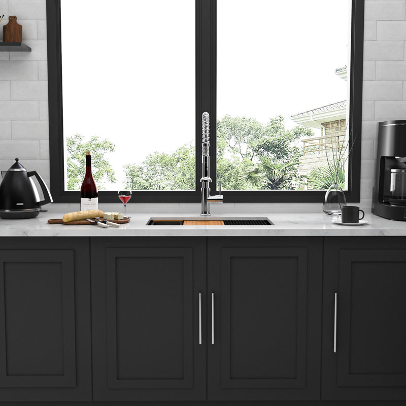 Gunmetal Black 30X18x10 Single Bowl Workstation Kitchen Sink, 16 Gauge Stainless, Long - Lasting Nano Coating Peeling