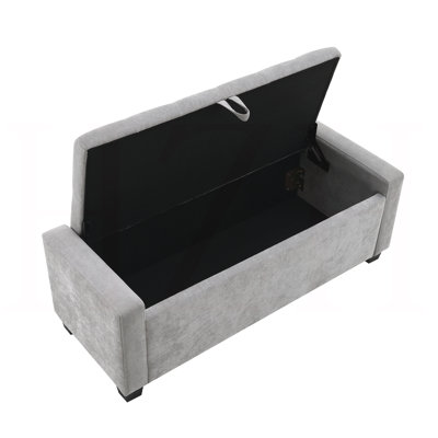 Upholstered Entryway Bench, Storage Ottoman Bench With Safety Hinge