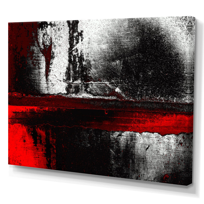 Rouge créatif sur gris - peinture sur toile, H 8 po x l 12 po x P 1 po, Toile tendue