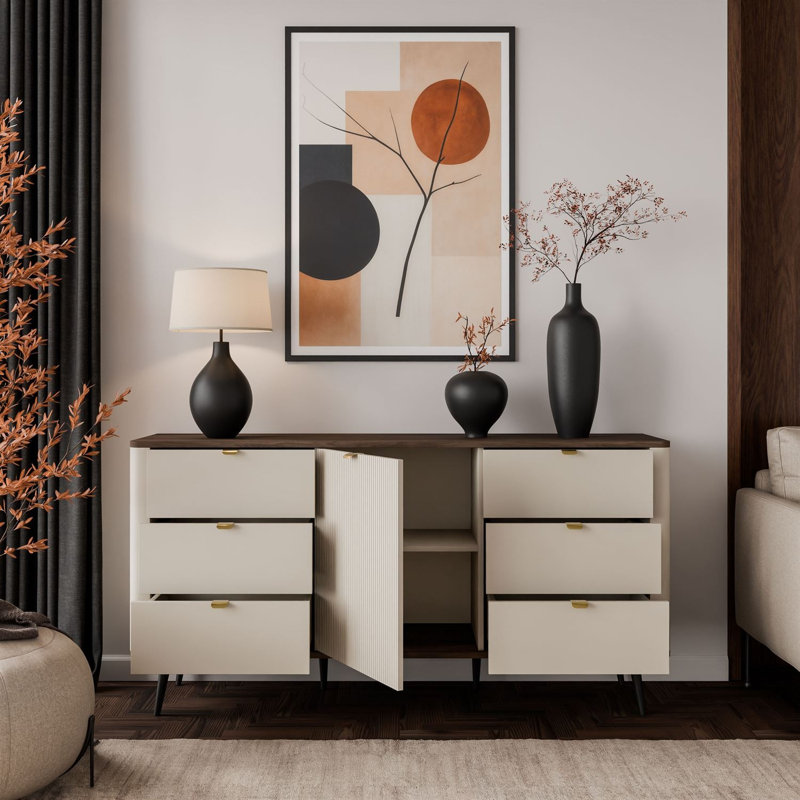 160cm Sideboard, cashmere / walnut