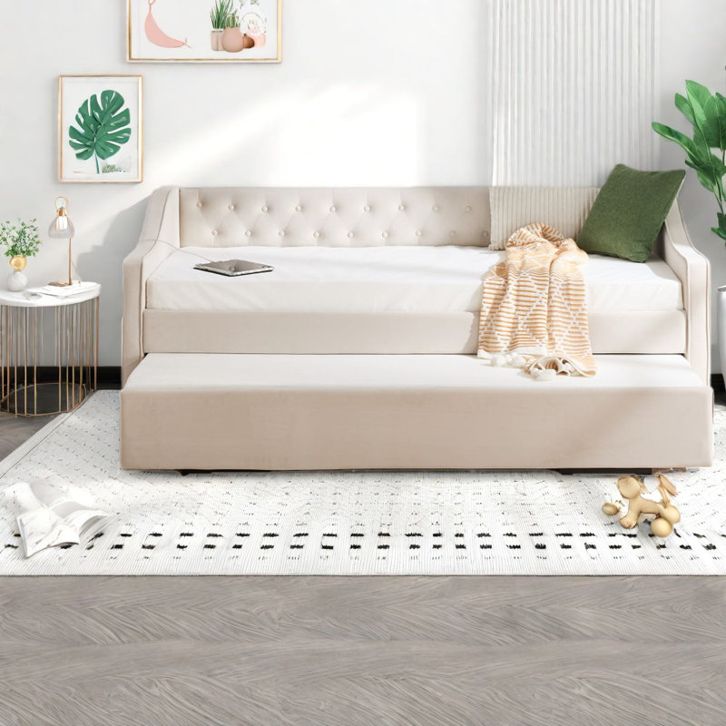 Lit de jour simple en velours avec couchette peu encombrant, conception moderne