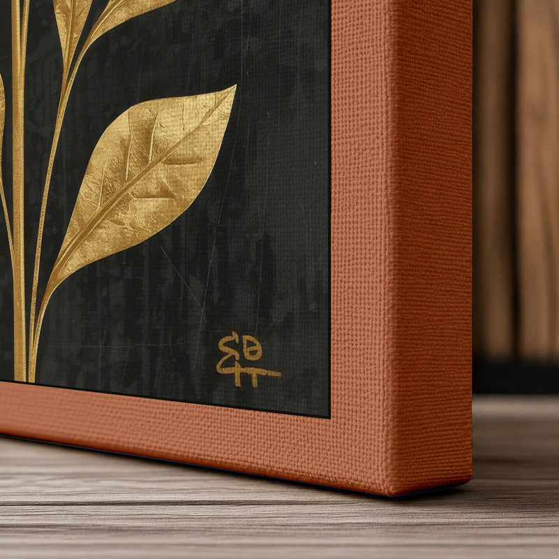 Three Blooms Botanical - Wrapped Canvas, Terracotta Border, 30x20 - 76.2 x 50.8 cm