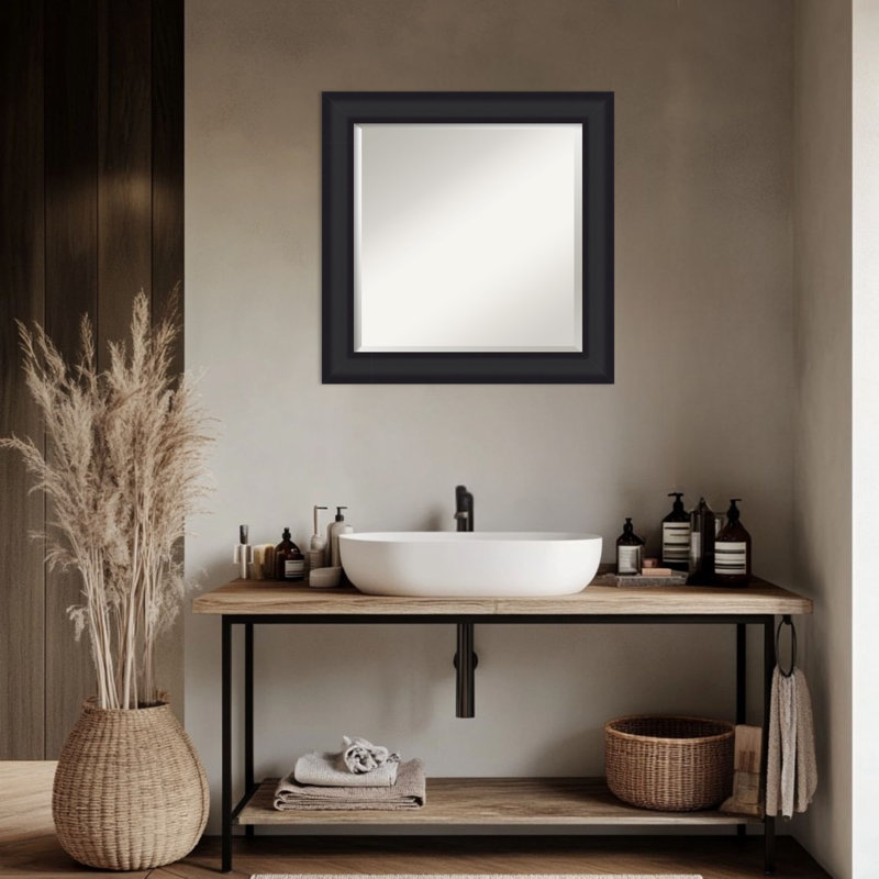 Miroir mural de salle de bain Oliver, 25.25" x 21.25", Black