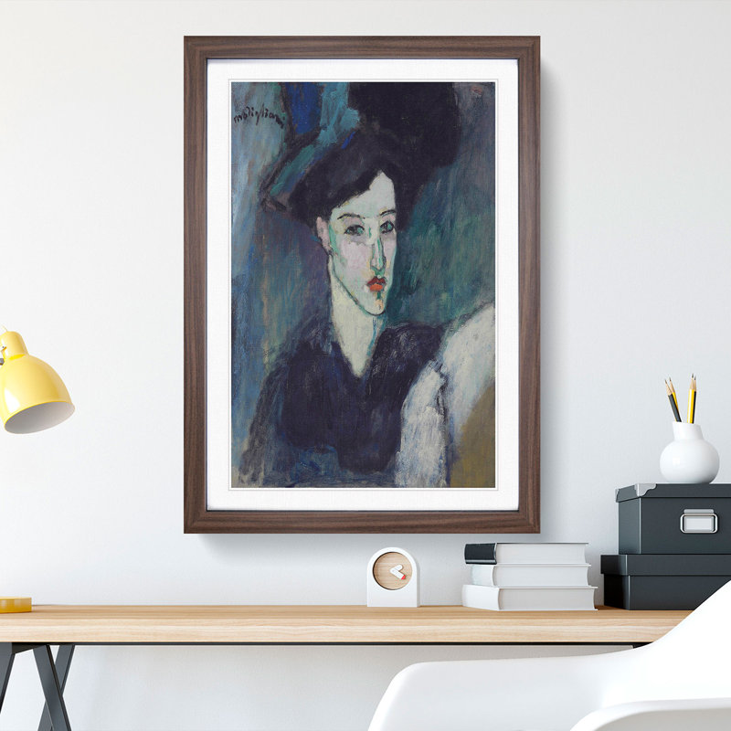 The Jewess by Amedeo Modigliani - Picture Frame Painting, 36cm H x 27cm W x 2cm D, Walnut