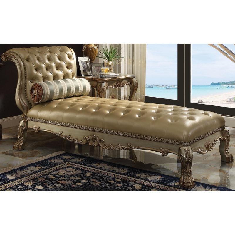 Arna armless lounge chair, Similicuir à patine dorée