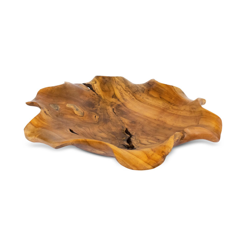 Plateau de service en bois massif sculpté à la main 20 po, centre de table en bois naturel