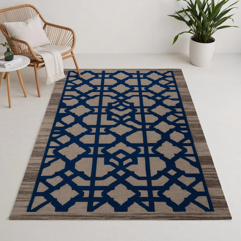 Trellis Gray Indoor and Outdoor Area Rug, Rectangle 3' x 5'