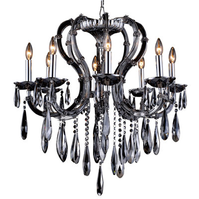 Lustre en cristal fumé 8 lumières Transitional
