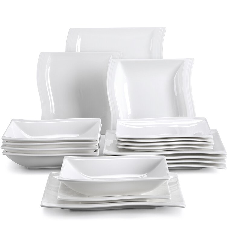 MALACASA Flora Porcelain China Dinnerware Set - Service for 6