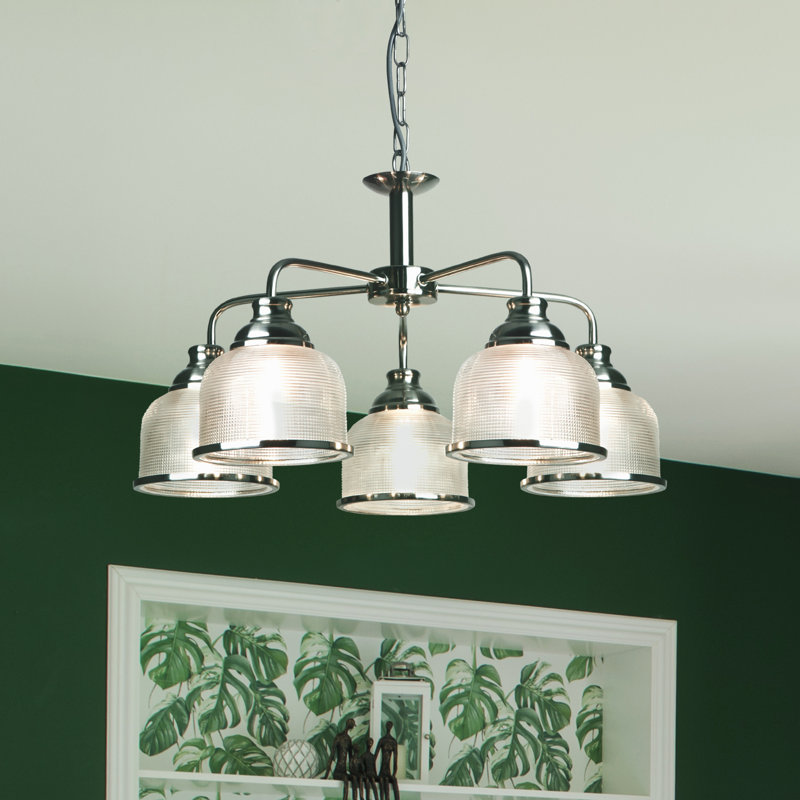 Asner 5 - Light Shaded Chandelier, Satin Silver