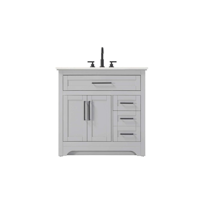 Meuble-lavabo simple de 36 po gris, Gris, 36"