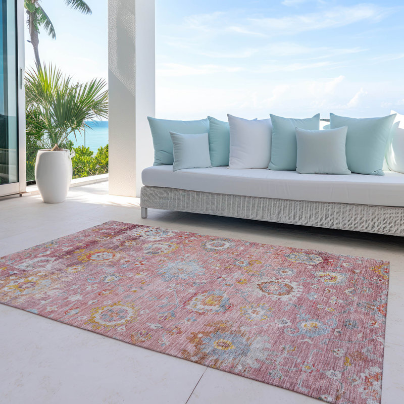 Tapis rose intérieur / extérieur lavable à la machine Chantille ACN1107, Rectangle 10' x 14'