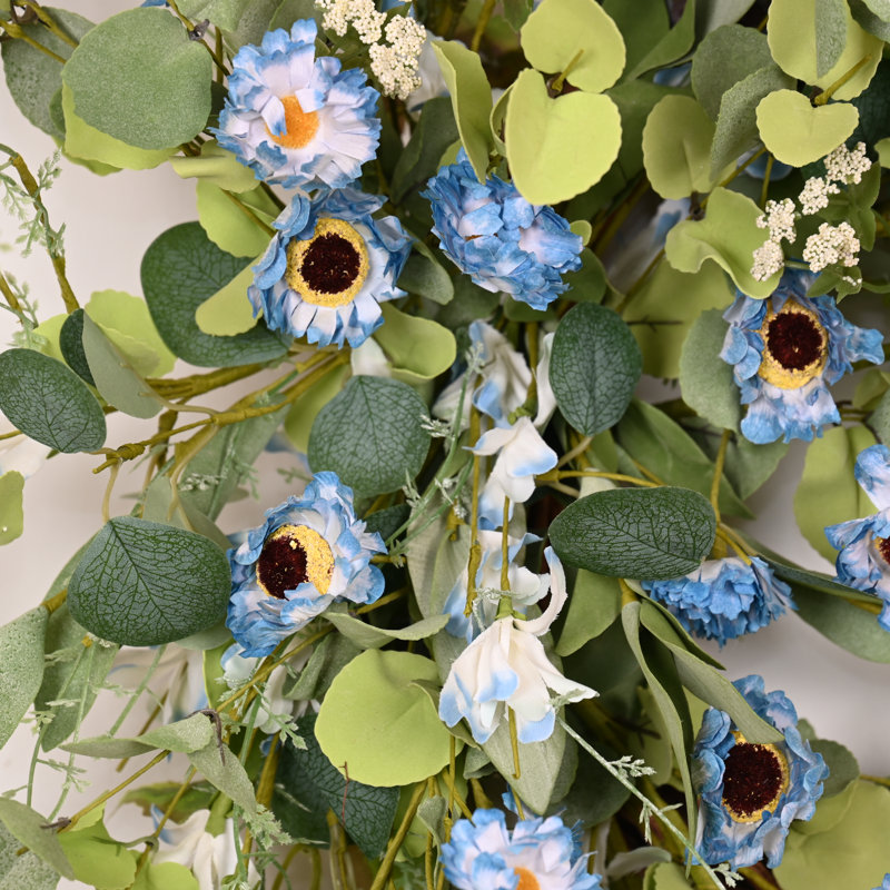 Couronne de porte 24 po Eucalyptus, Vert/bleu