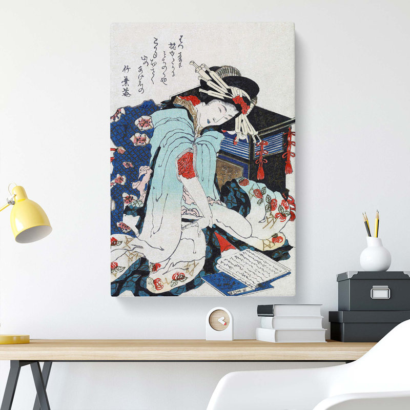 Woman Reading by Katsushika Hokusai - Wrapped Canvas Print, 50cm H x 35cm W x 3cm D