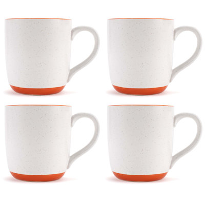 Ceramic Speckled Mugs 4-Pk White and Orange
