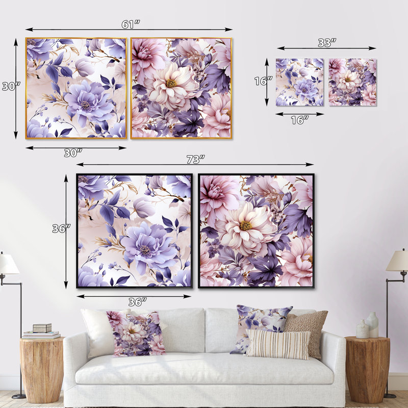 Ethereal Floral Elegance, Cadre flottant brun, H 36 po x l 73 po