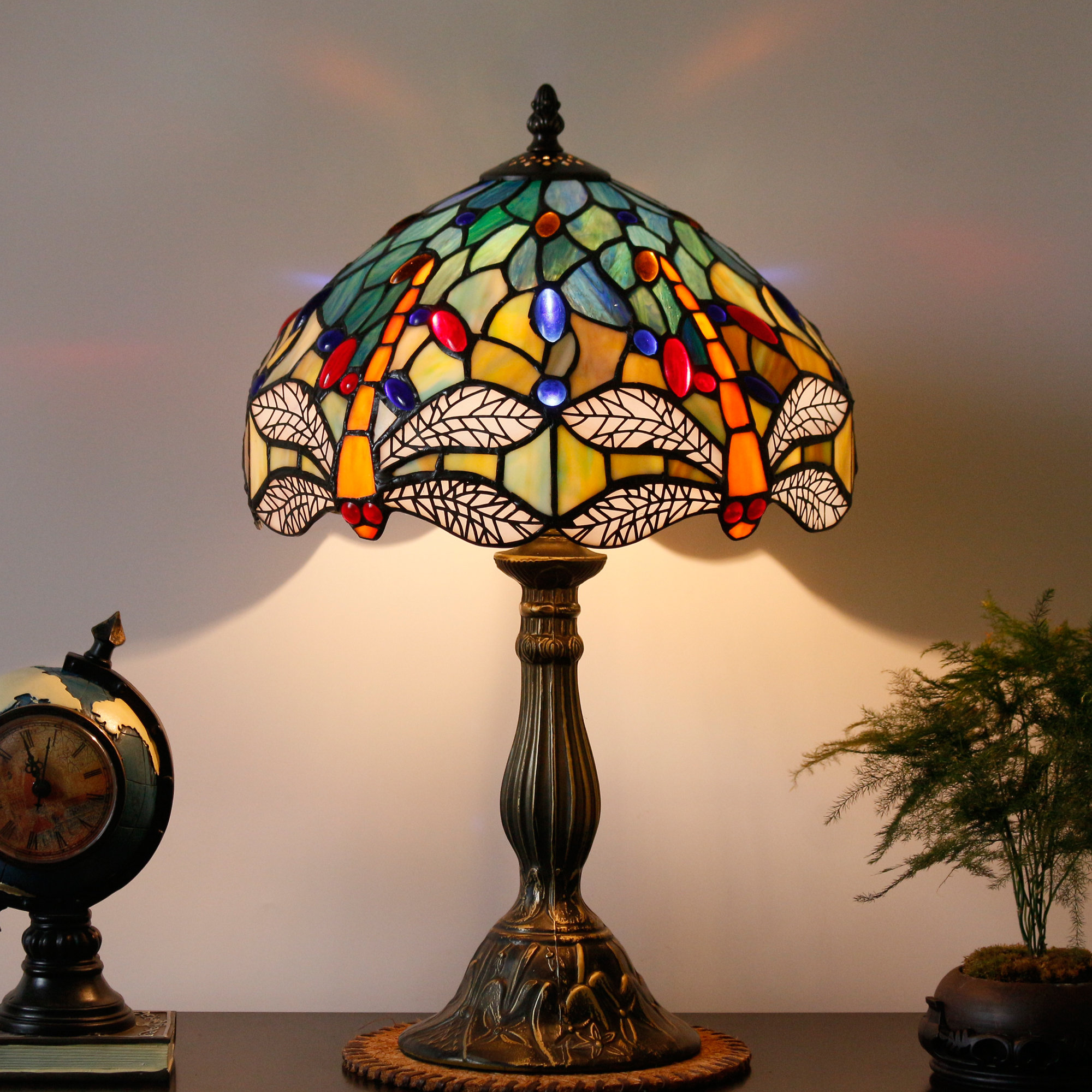 Bloomsbury Market Tiffany Lamp Table Bedside Lamp Sea Blue Yellow ...