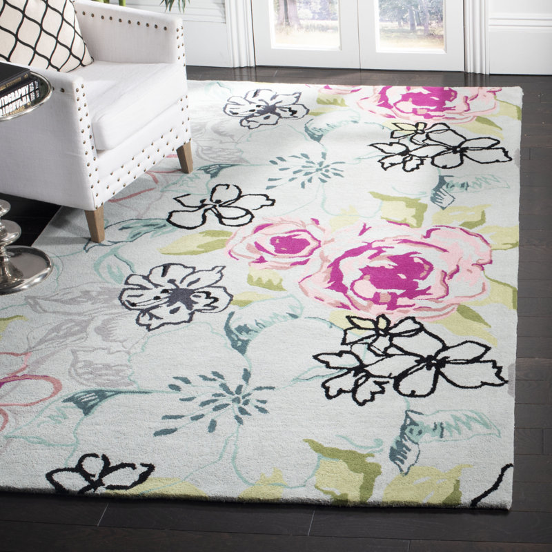 Matthews Hand Tufted Wool Floral Rug, Rectangle 6' x 9'