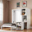 Lit escamotable simple mural rotatif avec bibliothèque, armoire supérieure, bureau extensible et rangement latéral pour un usage domestique polyvalent-1306545459