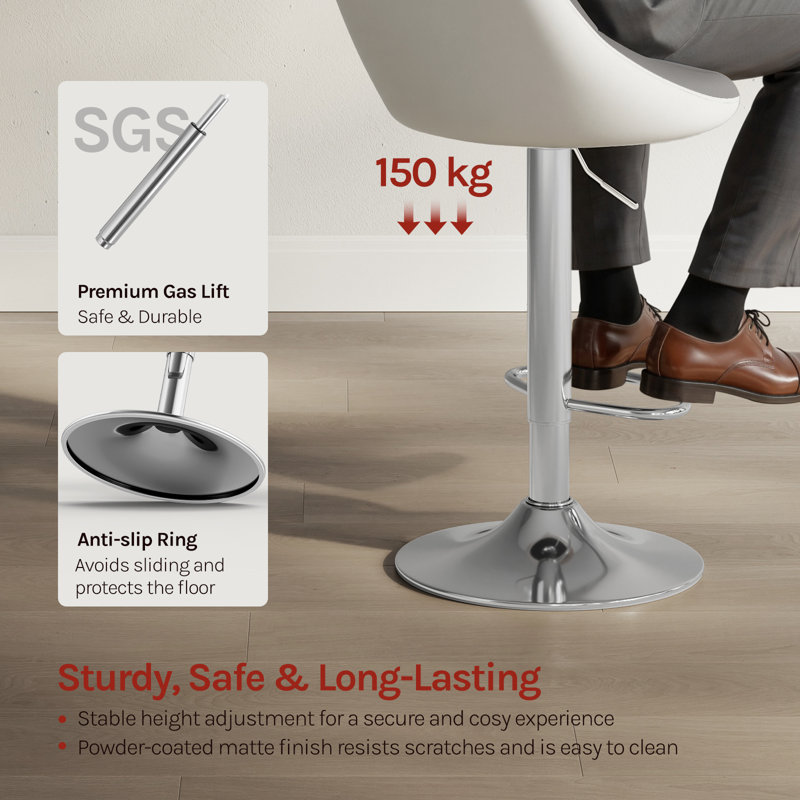Dequay Swivel Bar Stool, Grey/White, 1