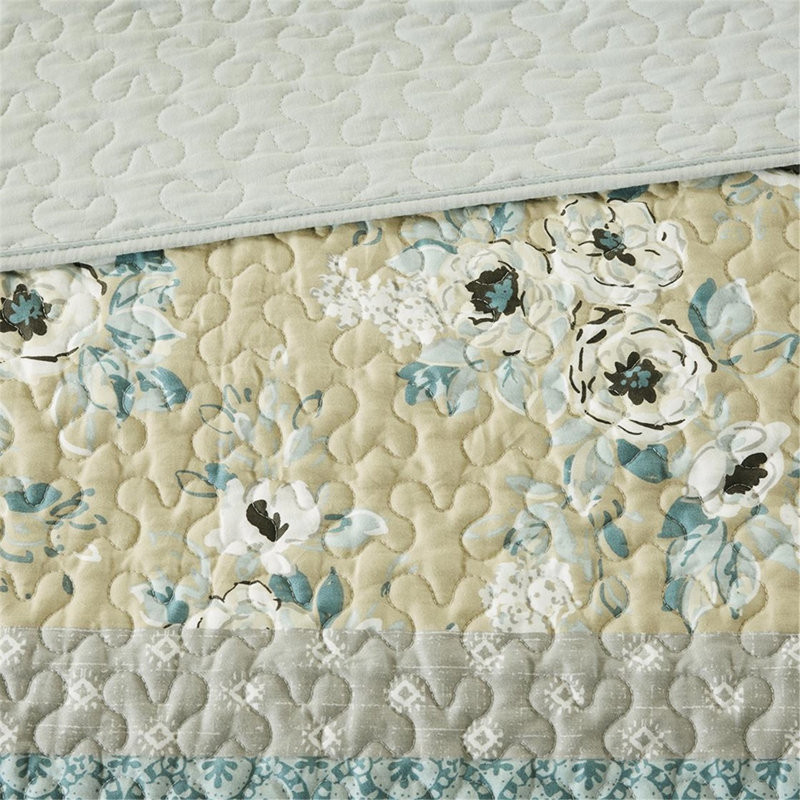 6 pièces courtepointe en coton pour chambre à coucher, double / grand, imprimé floral et géométrique, style élégant