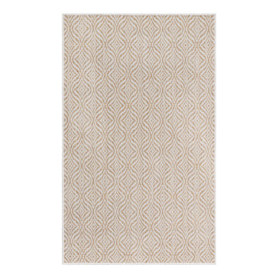 Loganville Geometric Tan/Ivory Indoor/Outdoor Area Rug