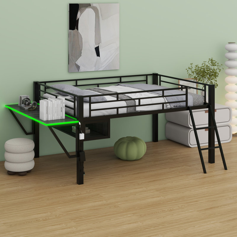 Lit mezzanine avec bureau Gaming, DEL