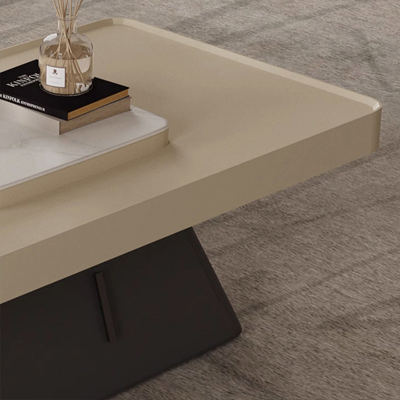 White Solid + Manufactured Wood Rectangular Coffee Table