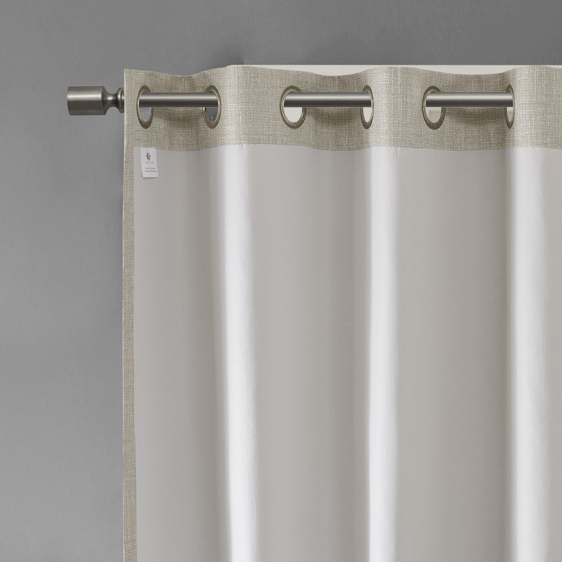 Printed Heathered Blackout Grommet Top Curtain Panel, Taupe, 50" W x 54" L