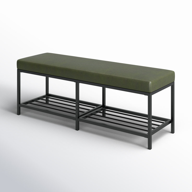 Banc de rangement en similicuir Dyer, Vert
