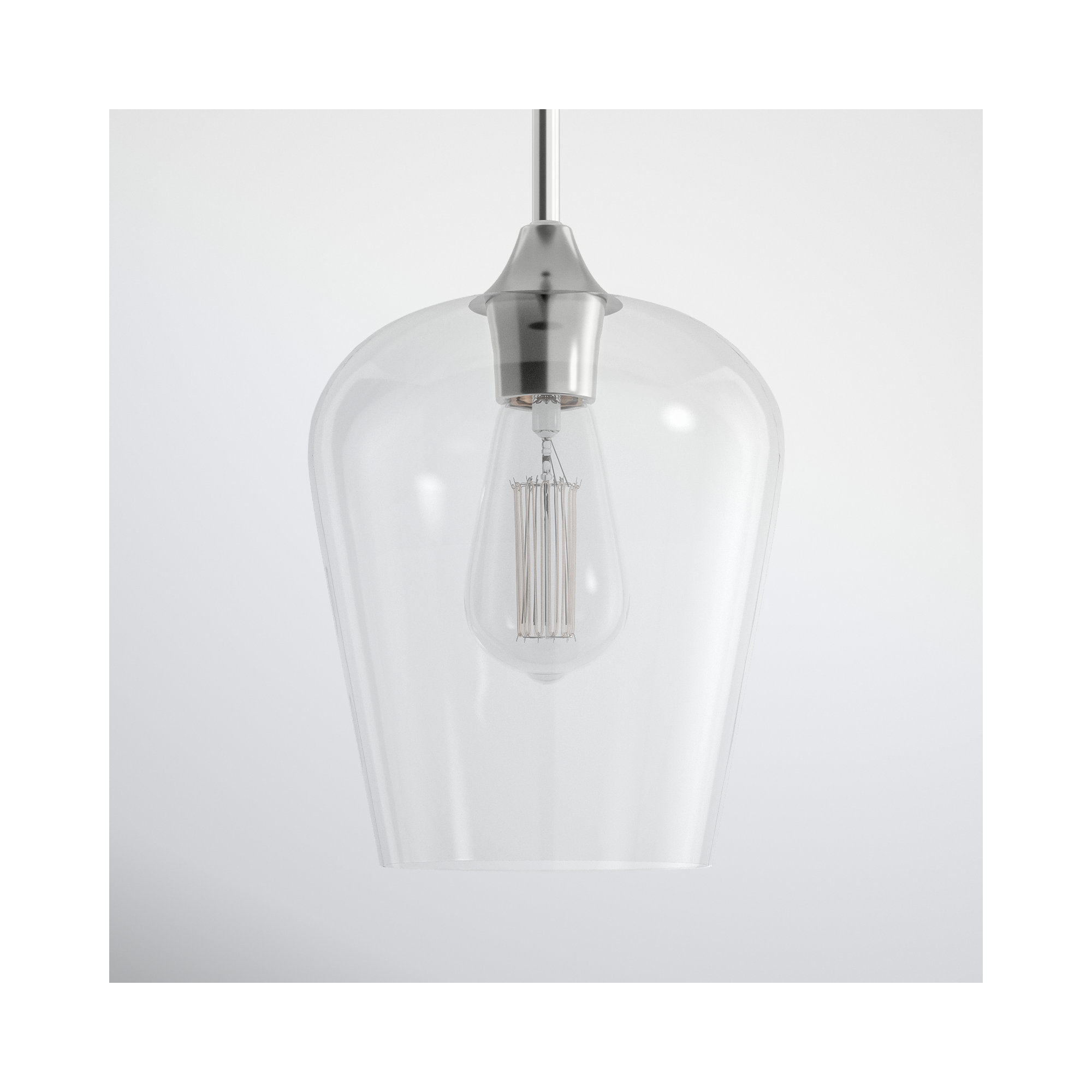 Breena Single Light Glass Steel Dimmable Pendant, White, Warm Brass