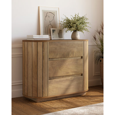 Chic Engineered Wood Nightstand With 3 Spacious Drawers by Ebern Designs