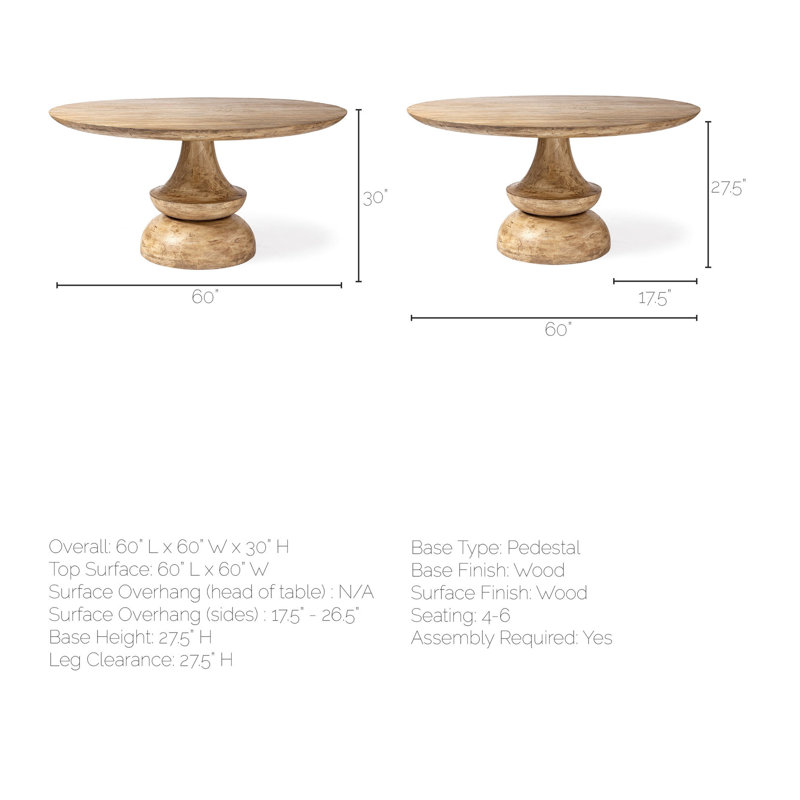 Ab Round Solid Wood Dining Table, Brown