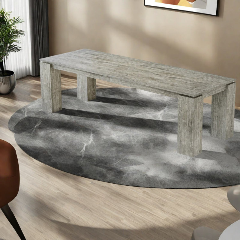 Table de salle à manger en bois d'ingénierie gris, design moderne, réunions de famille