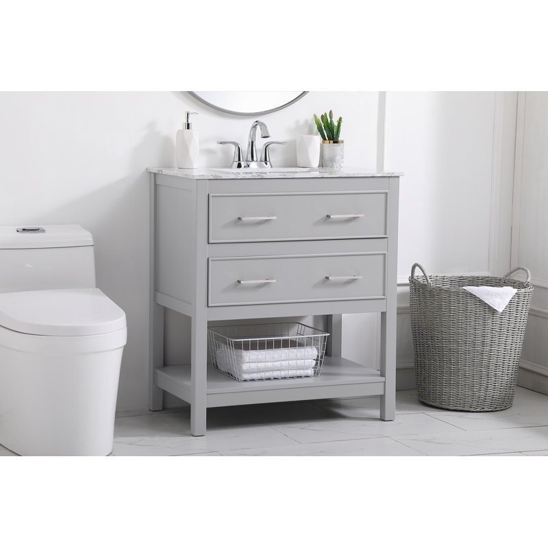 Martins 30'' Single Bathroom Vanity with Engineered Marble Top, Gray