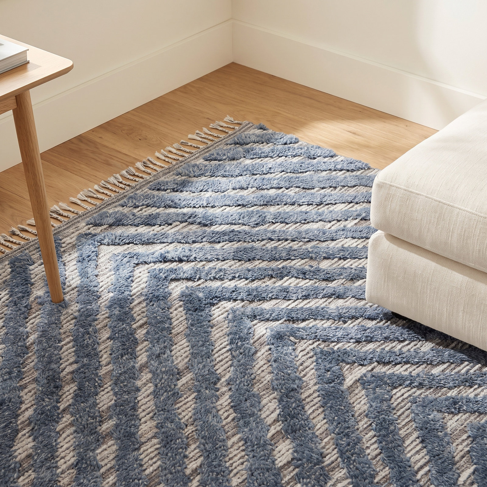 Benjamin Blue Hand-Knotted Chevron Rug, Rectangle 8'6" x 11'6"